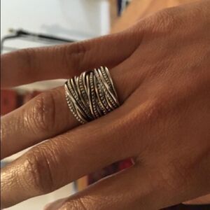 Retro Silver & Gold Interwined Statement Ring